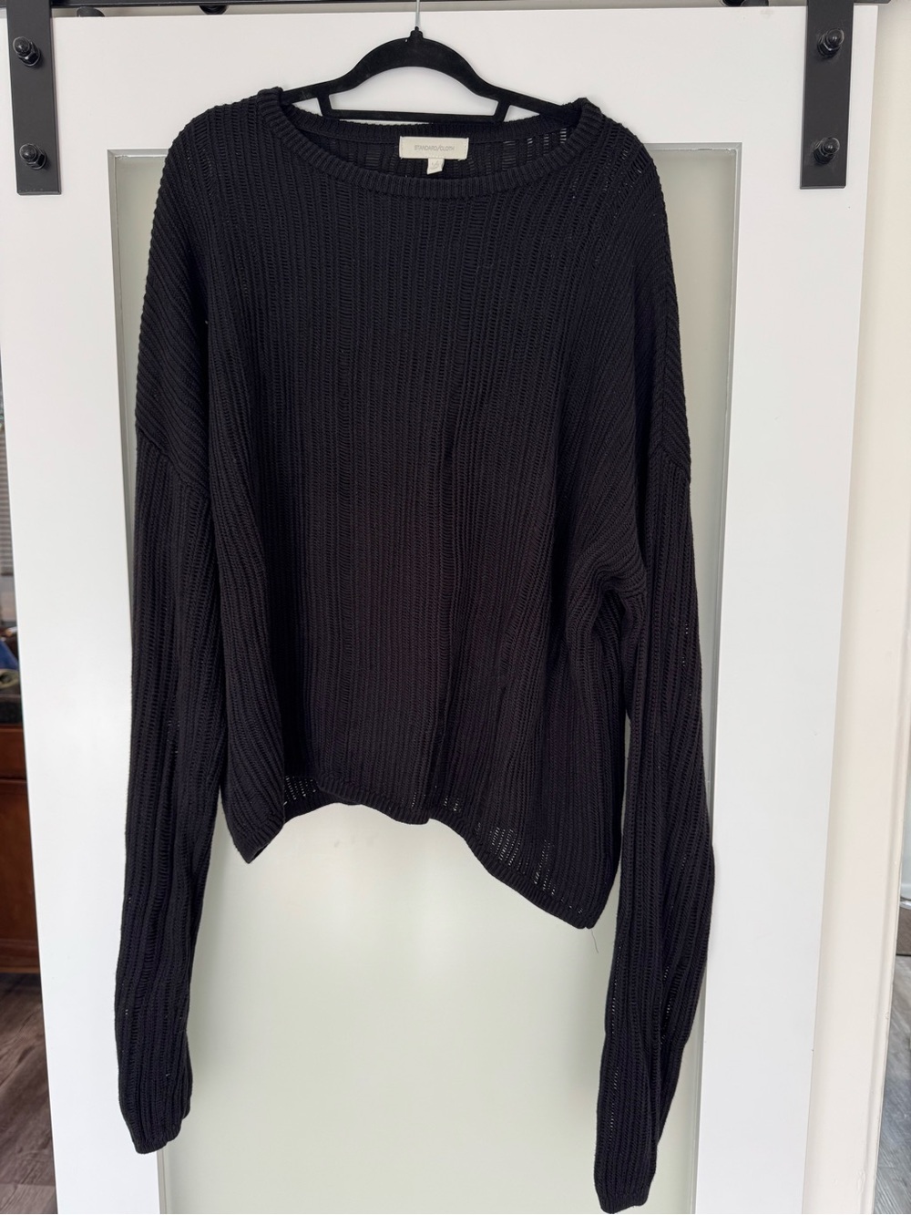 Black Lightweight Ribbed Crewneck Sweater - Standard Cloth